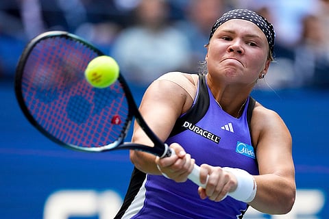 US Open Tennis: Diana Shnaider, of Russia, returns a shot during a match against Jessica Pegula